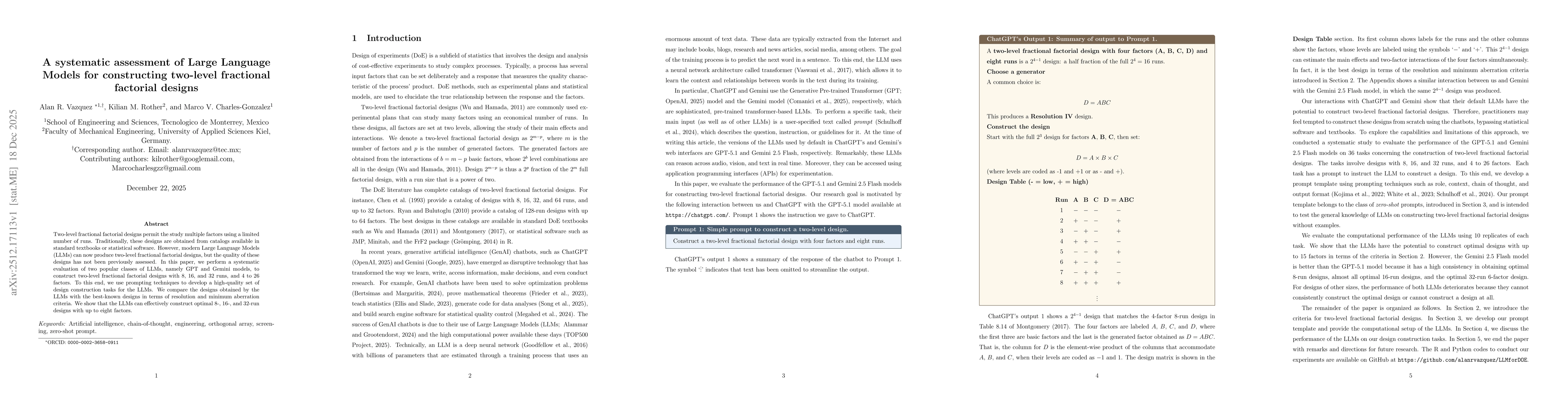 Thumbnail for A systematic assessment of Large Language Models for constructing two-level fractional factorial designs