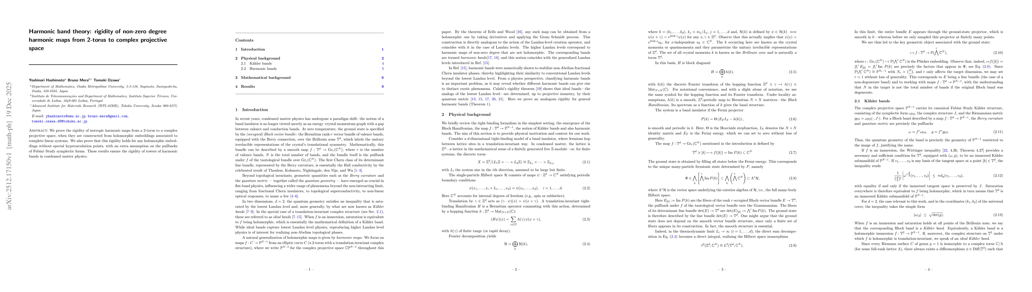 Thumbnail for Harmonic band theory: rigidity of non-zero degree harmonic maps from 2-torus to complex projective space