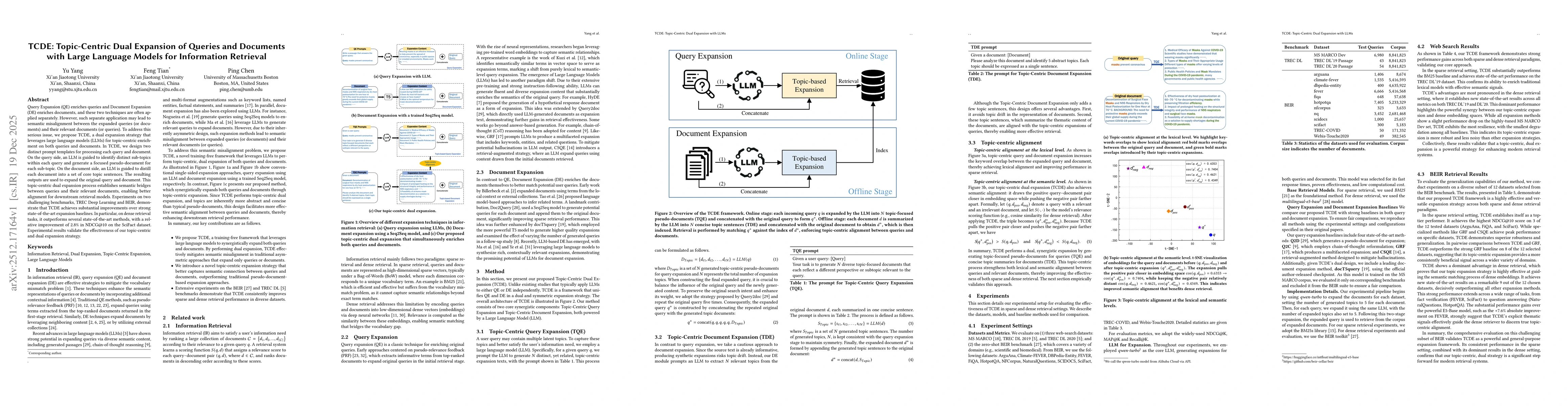 Thumbnail for TCDE: Topic-Centric Dual Expansion of Queries and Documents with Large Language Models for Information Retrieval