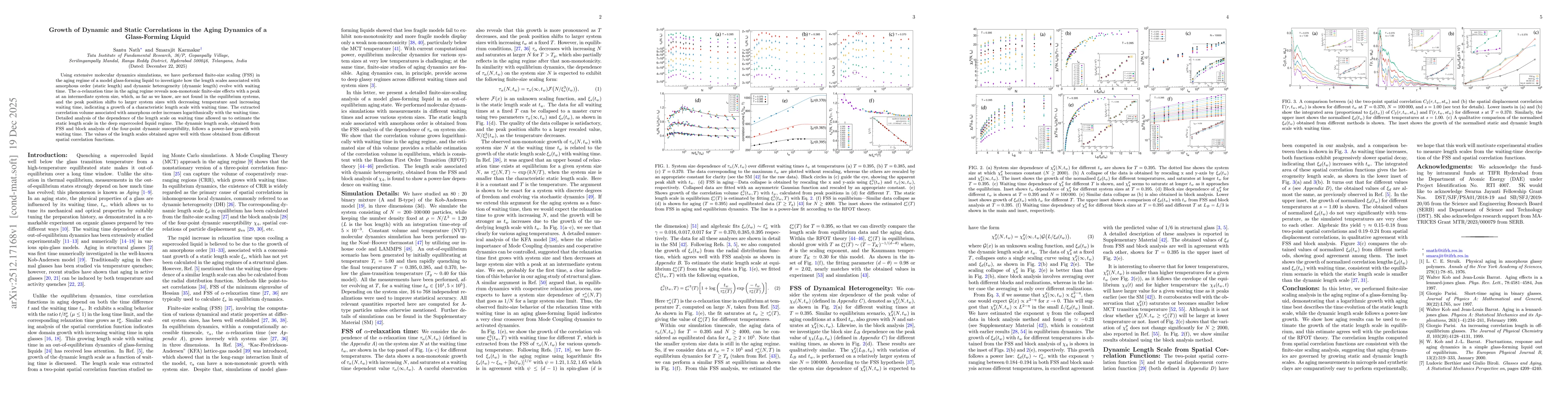 Thumbnail for Growth of Dynamic and Static Correlations in the Aging Dynamics of a Glass-Forming Liquid