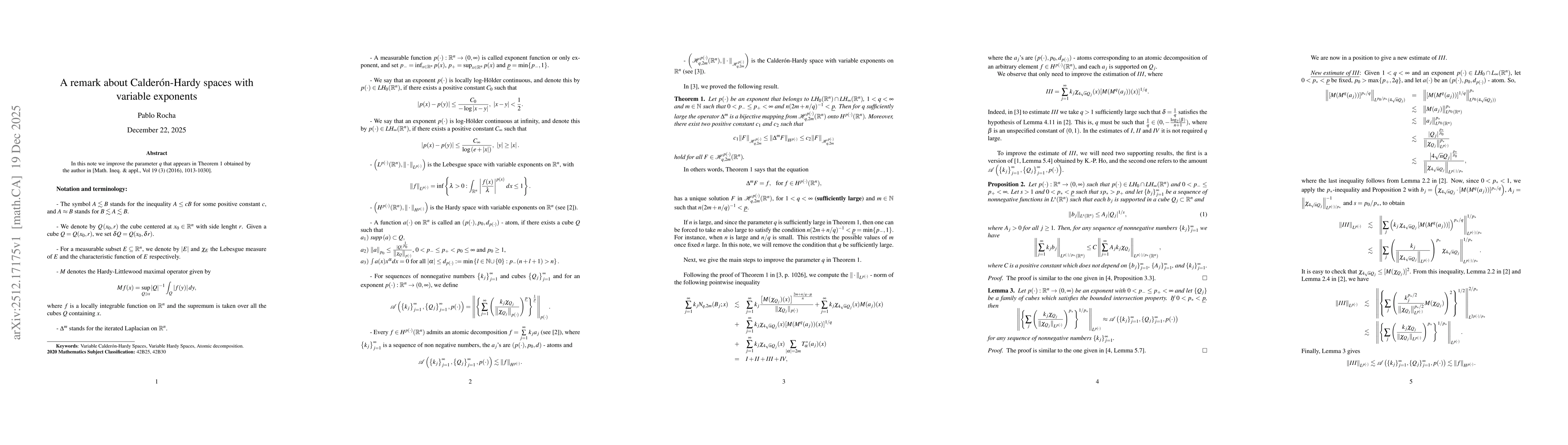 Thumbnail for A remark about Calderón-Hardy spaces with variable exponents