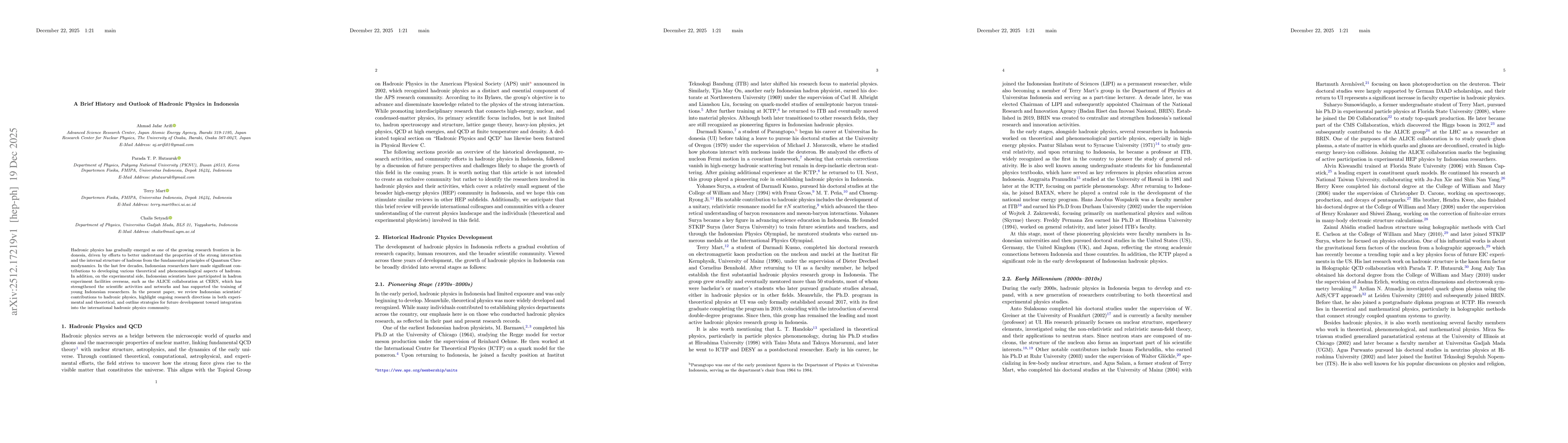 Thumbnail for A Brief History and Outlook of Hadronic Physics in Indonesia