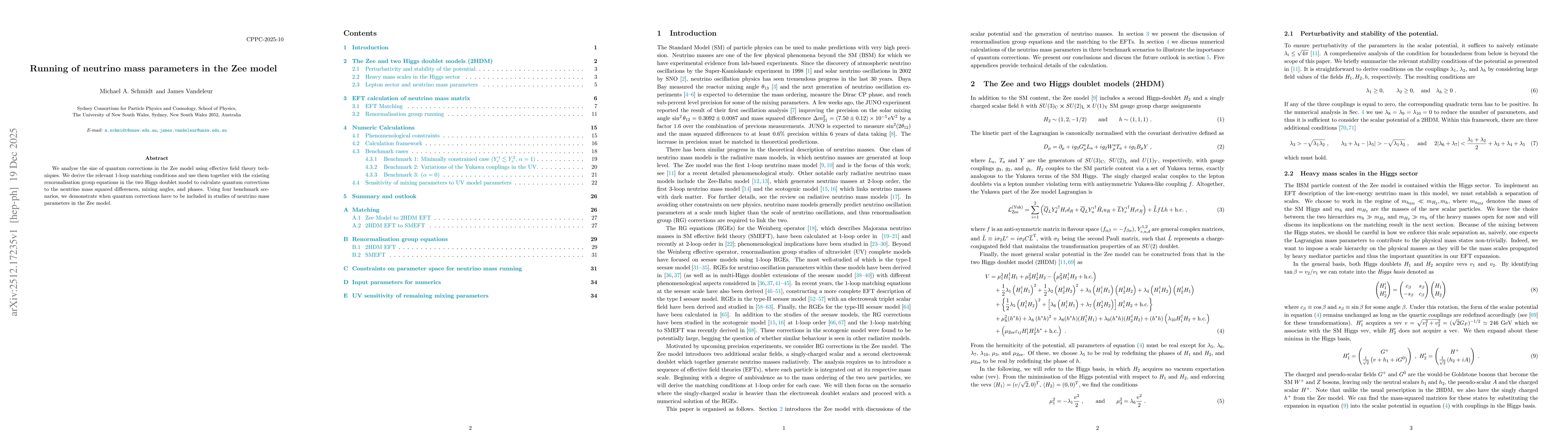 Thumbnail for Running of neutrino mass parameters in the Zee model