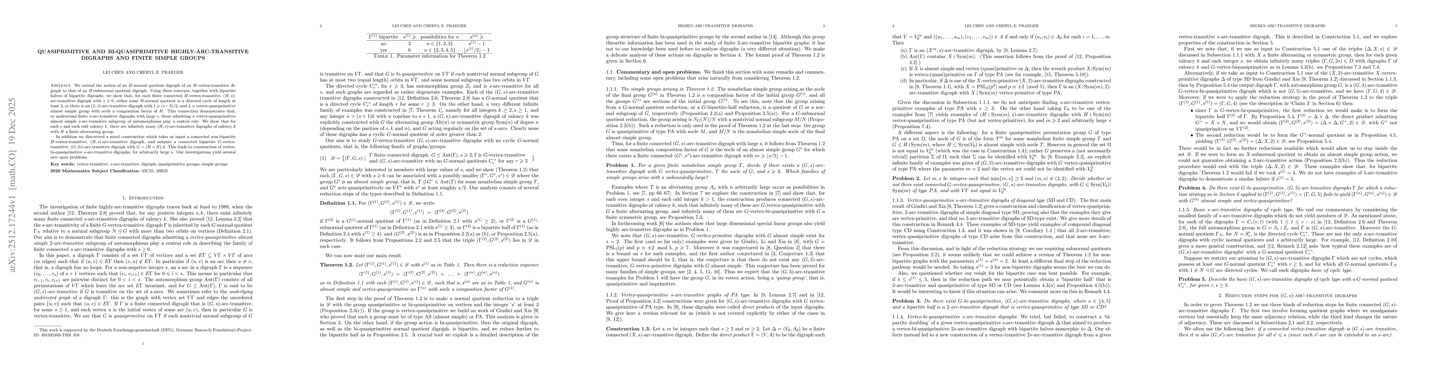 Thumbnail for Quasiprimitive and bi-quasiprimitive highly-arc-transitive digraphs and finite simple groups