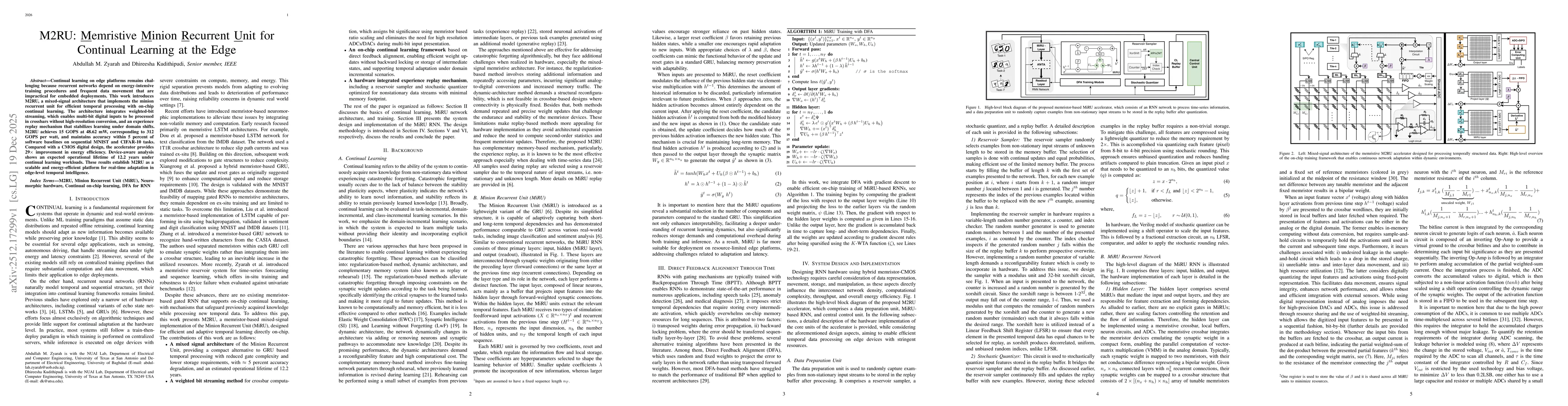 Thumbnail for M2RU: Memristive Minion Recurrent Unit for Continual Learning at the Edge