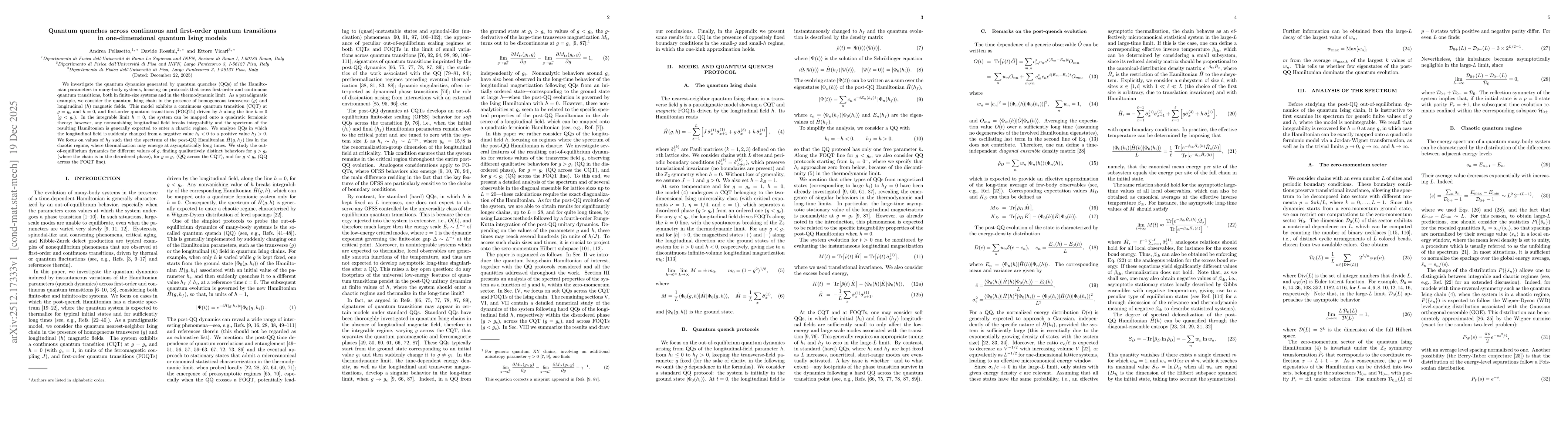 Thumbnail for Quantum quenches across continuous and first-order quantum transitions in one-dimensional quantum Ising models