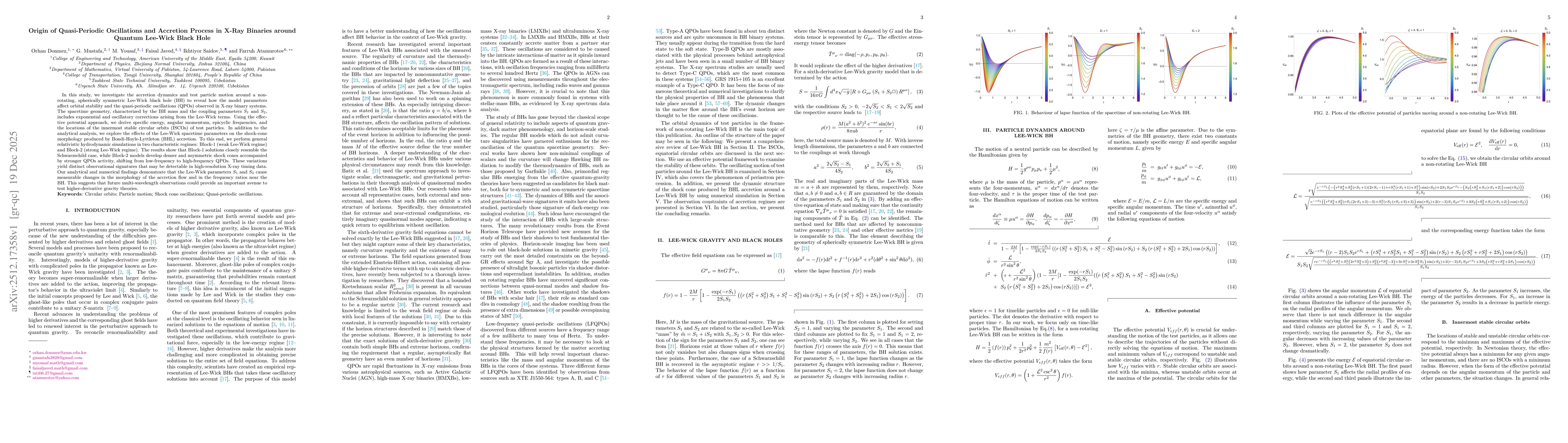 Thumbnail for Origin of Quasi-Periodic Oscillations and Accretion Process in X-Ray Binaries around Quantum Lee-Wick Black Hole