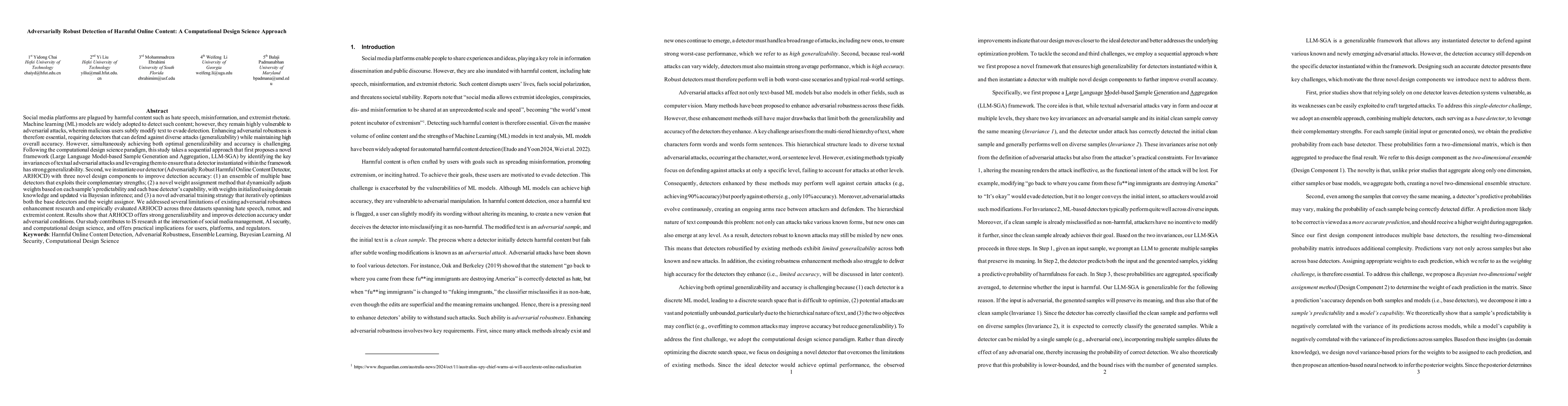 Thumbnail for Adversarially Robust Detection of Harmful Online Content: A Computational Design Science Approach