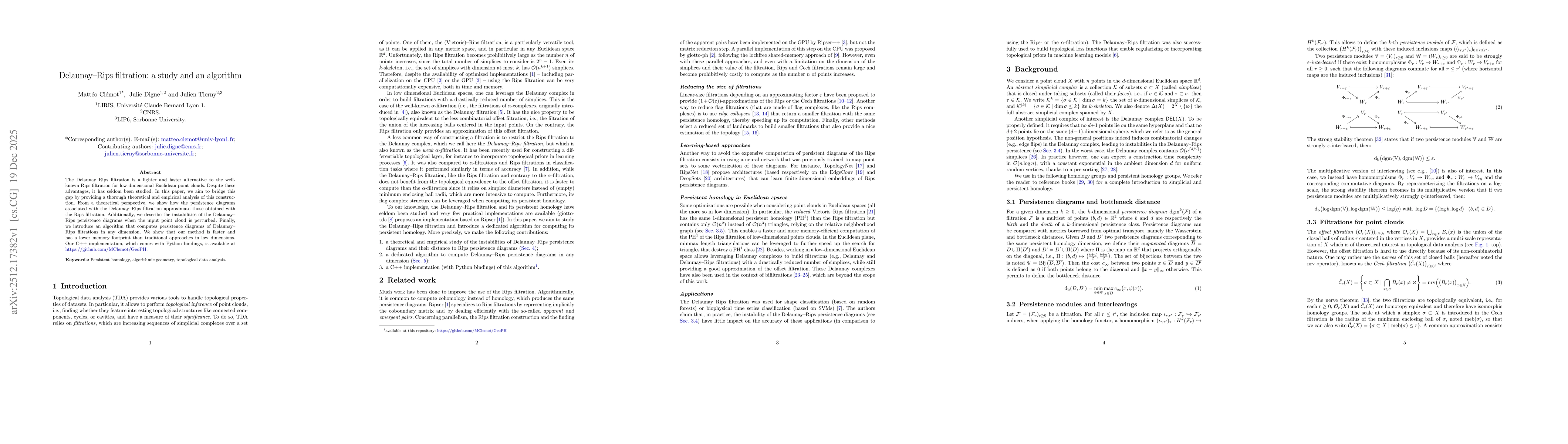 Thumbnail for Delaunay-Rips filtration: a study and an algorithm