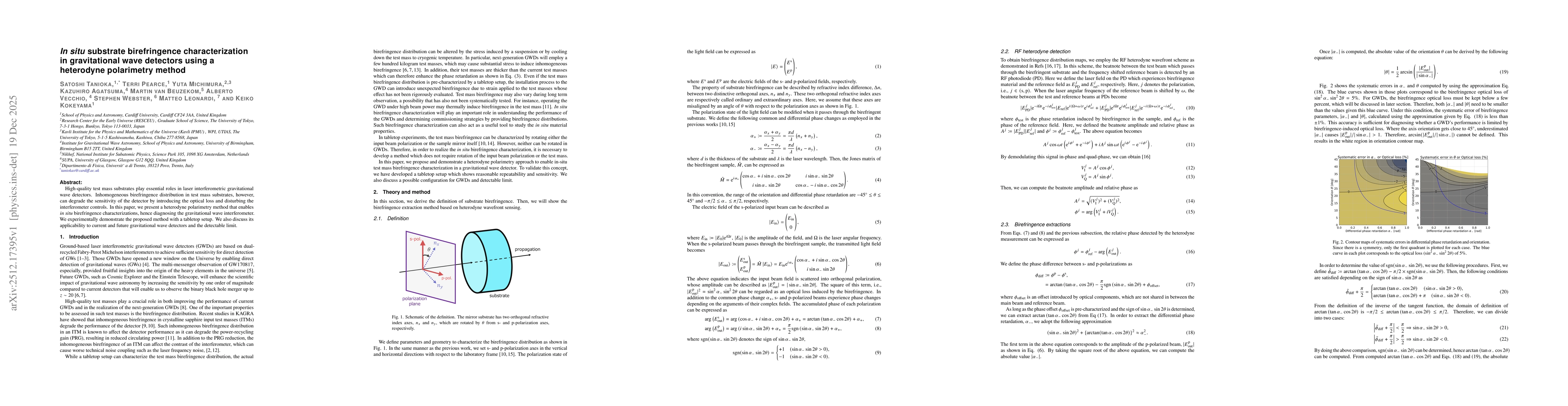 Thumbnail for In situ substrate birefringence characterization in gravitational wave detectors using a heterodyne polarimetry method