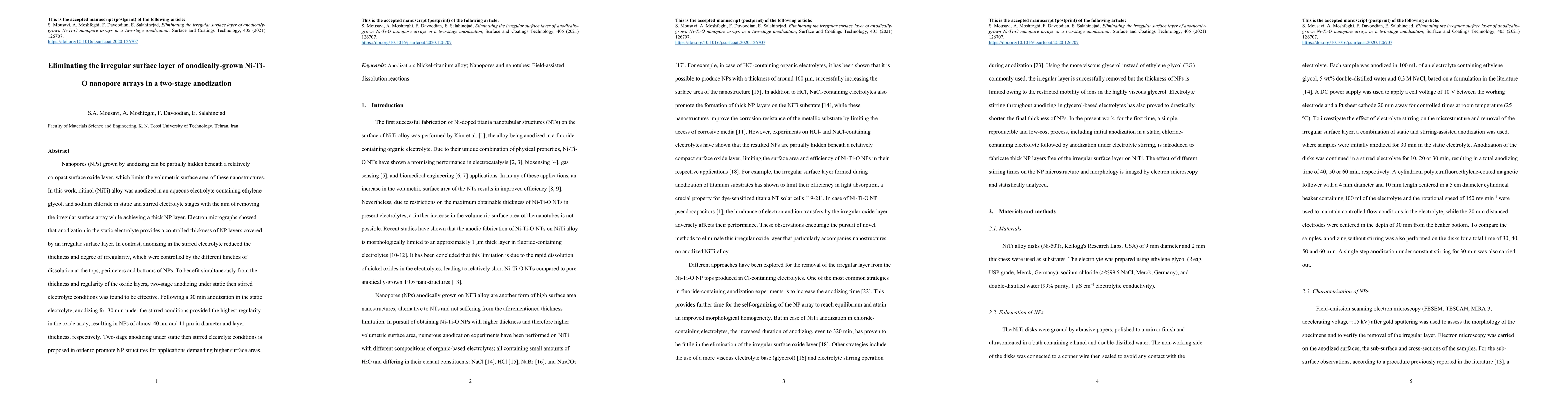 Thumbnail for Eliminating the irregular surface layer of anodically-grown Ni-Ti-O nanopore arrays in a two-stage anodization