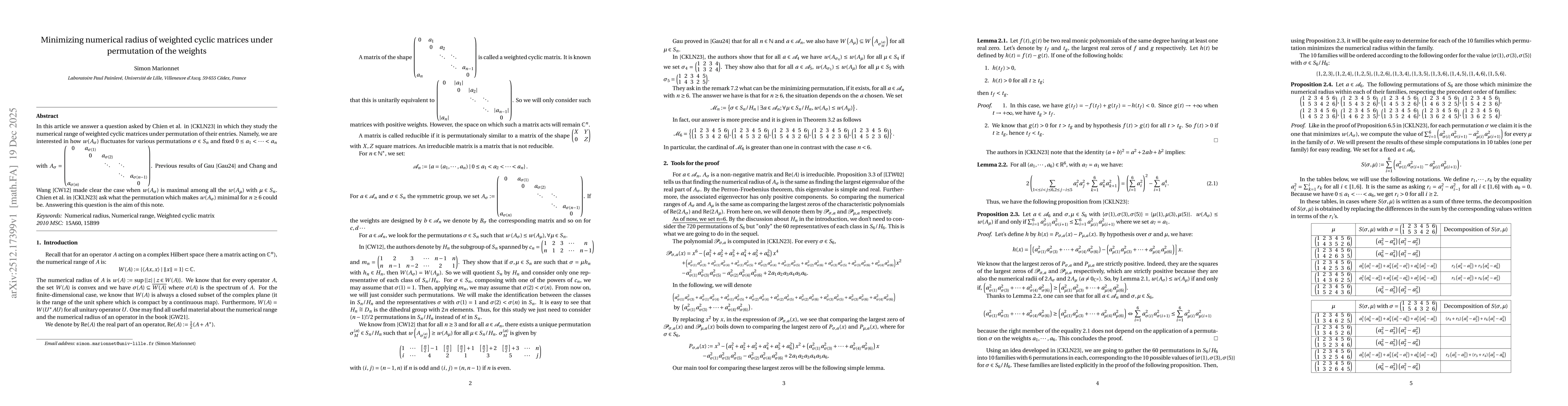 Thumbnail for Minimizing numerical radius of weighted cyclic matrices under permutation of the weights