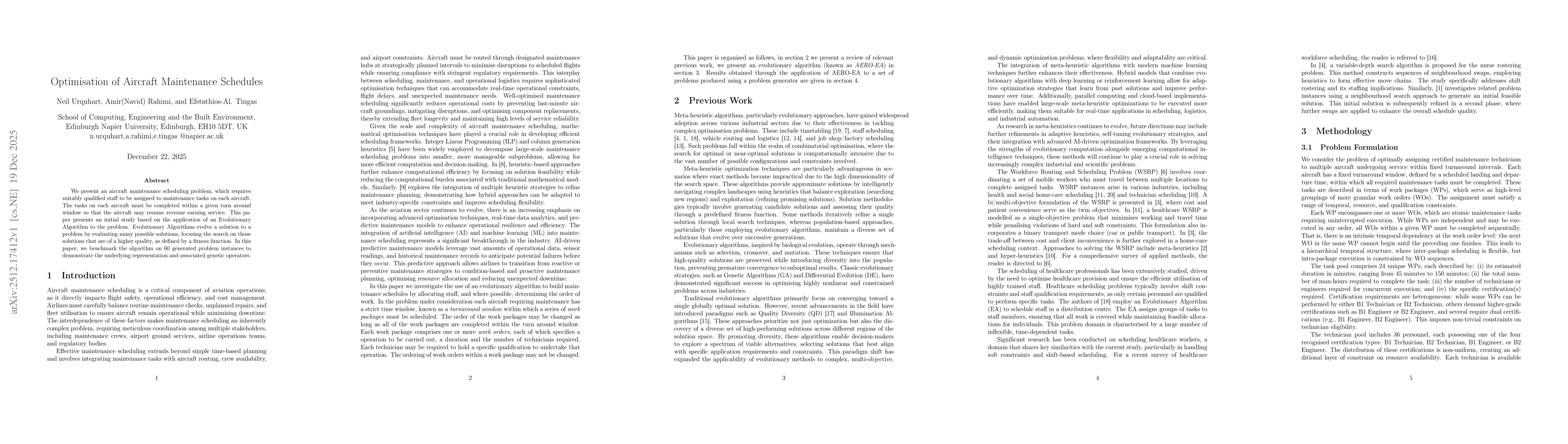 Thumbnail for Optimisation of Aircraft Maintenance Schedules