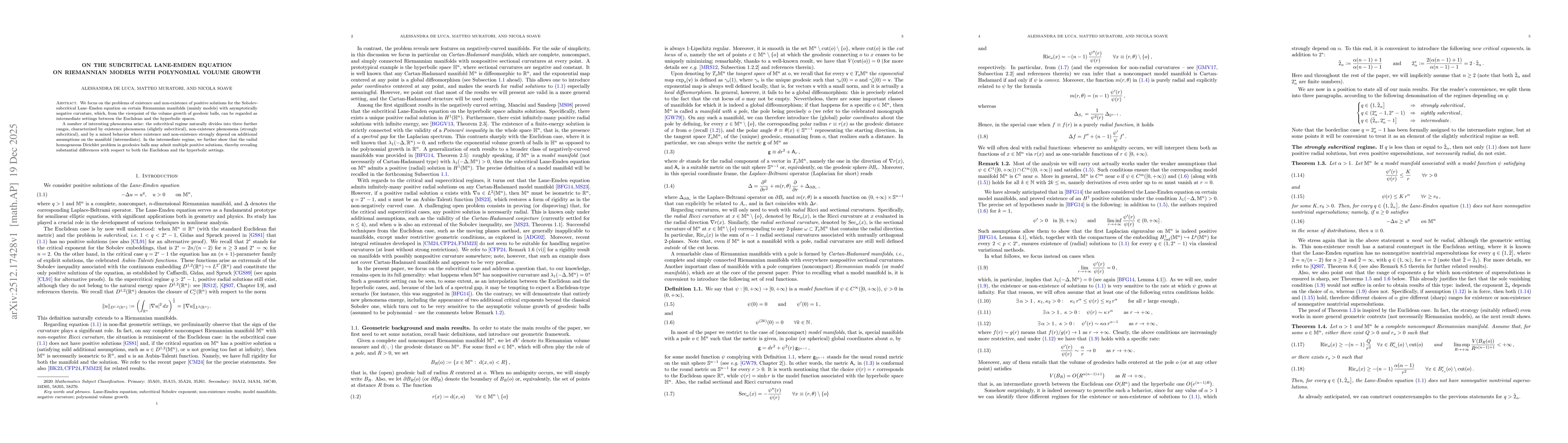 Thumbnail for On the subcritical Lane-Emden equation on Riemannian models with polynomial volume growth