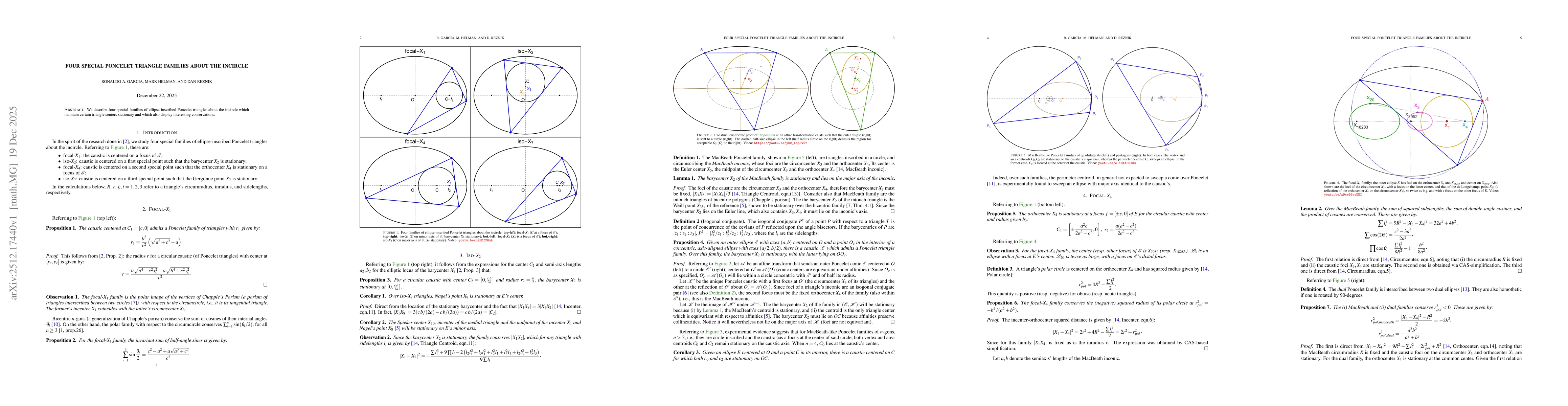 Thumbnail for Four special Poncelet triangle families about the incircle
