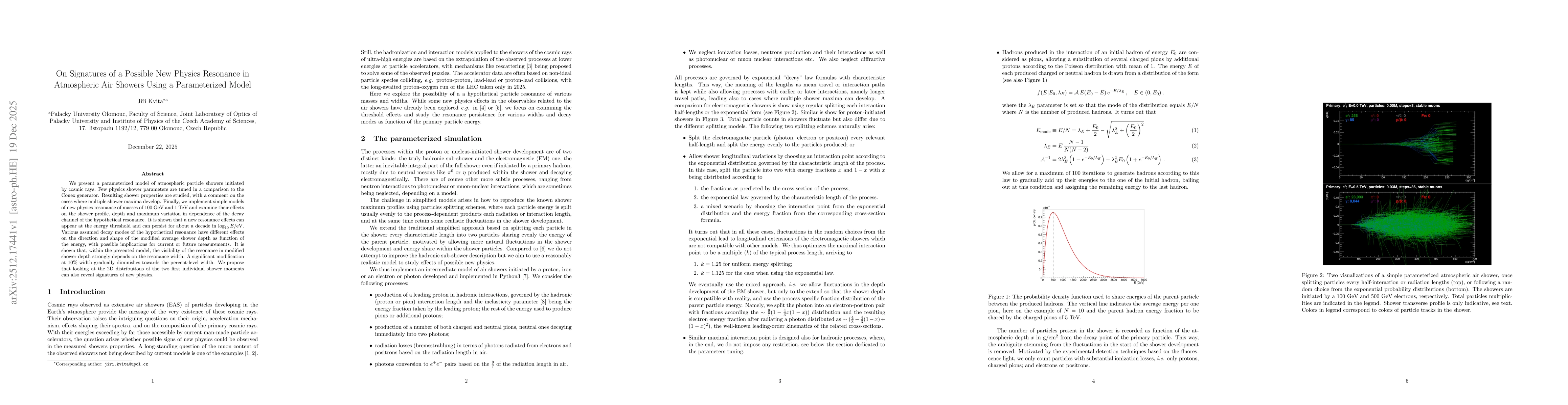 Thumbnail for On Signatures of a Possible New Physics Resonance in Atmospheric Air Showers Using a Parameterized Model