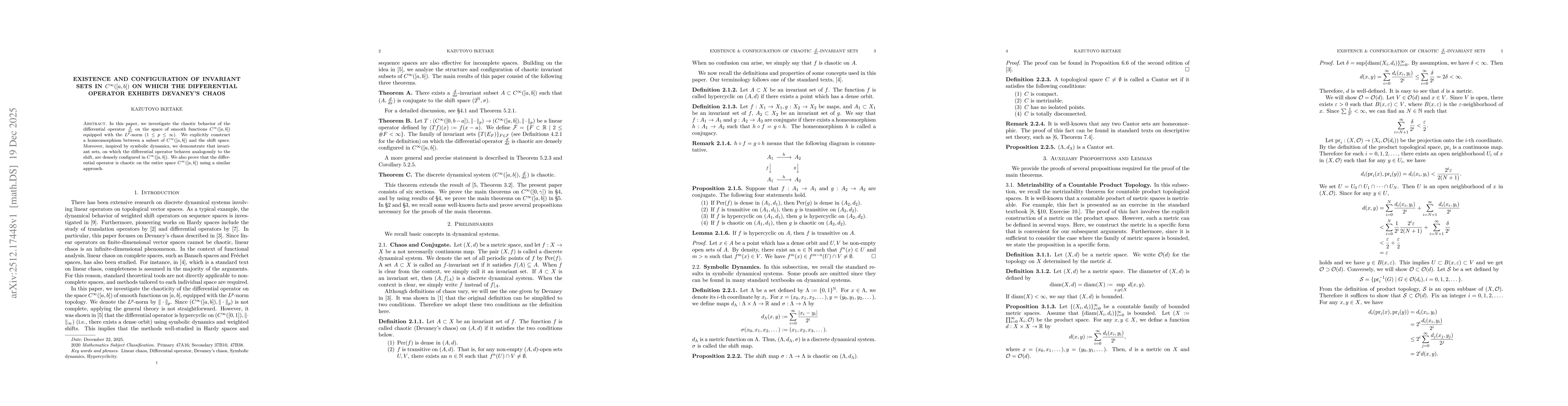 Thumbnail for Existence and Configuration of Invariant Sets in $C^\infty([a,b])$ on which the Differential Operator Exhibits Devaney's Chaos