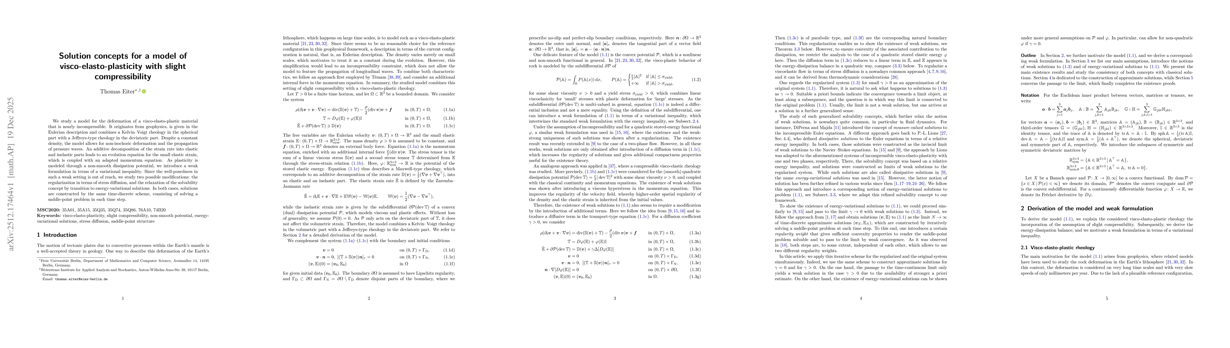 Thumbnail for Solution concepts for a model of visco-elasto-plasticity with slight compressibility