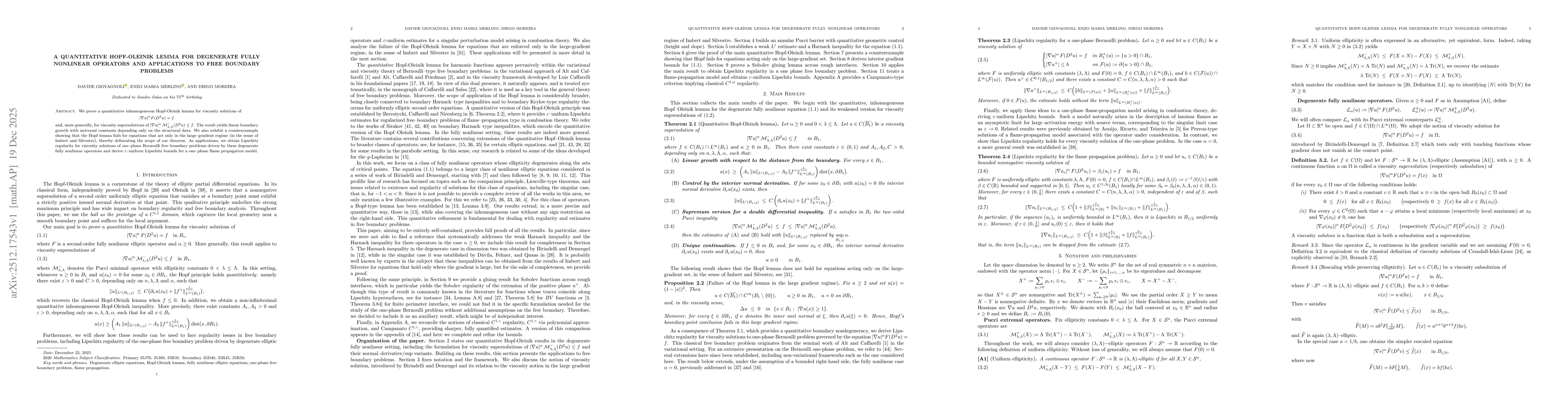Thumbnail for A quantitative Hopf-Oleinik lemma for degenerate fully nonlinear operators and applications to free boundary problems