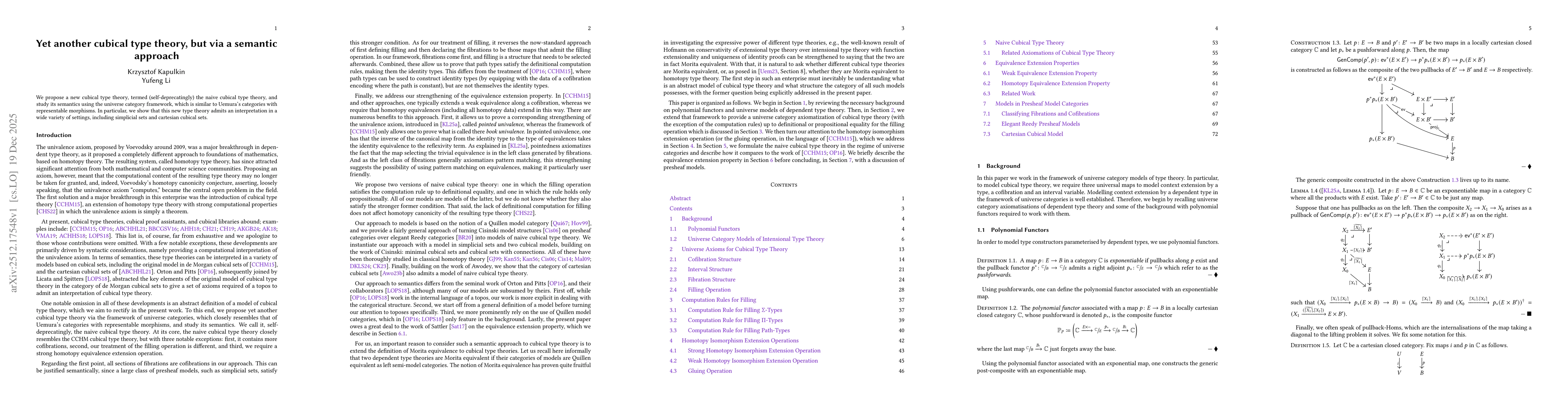 Thumbnail for Yet another cubical type theory, but via a semantic approach
