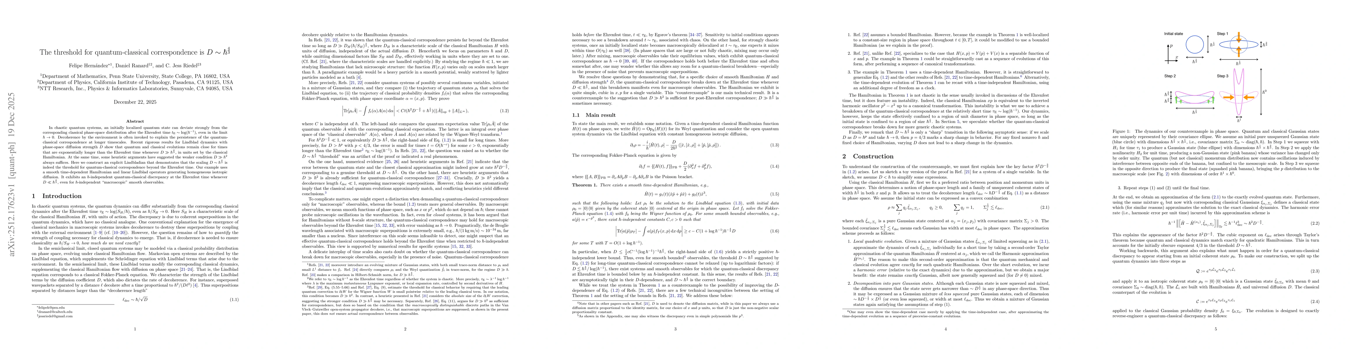Thumbnail for The threshold for quantum-classical correspondence is $D \sim \hbar^{\frac43}$