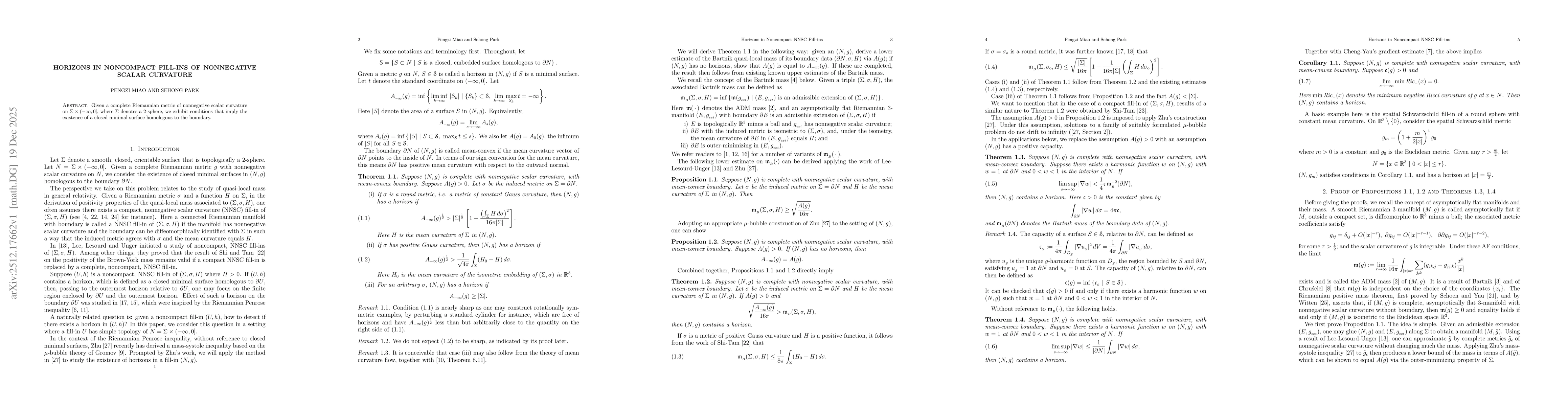 Thumbnail for Horizons in noncompact fill-ins of nonnegative scalar curvature