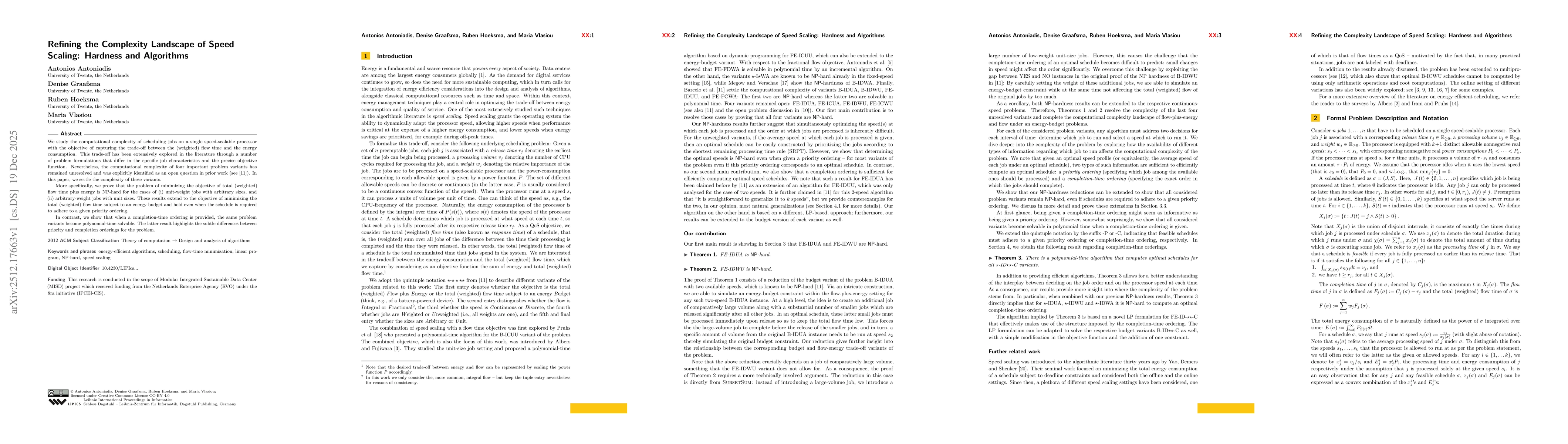 Thumbnail for Refining the Complexity Landscape of Speed Scaling: Hardness and Algorithms