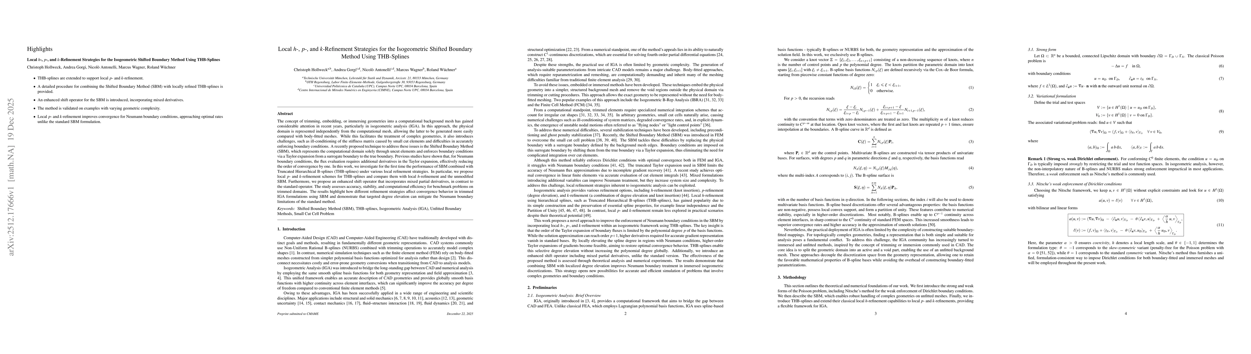 Thumbnail for Local h-, p-, and k-Refinement Strategies for the Isogeometric Shifted Boundary Method Using THB-Splines