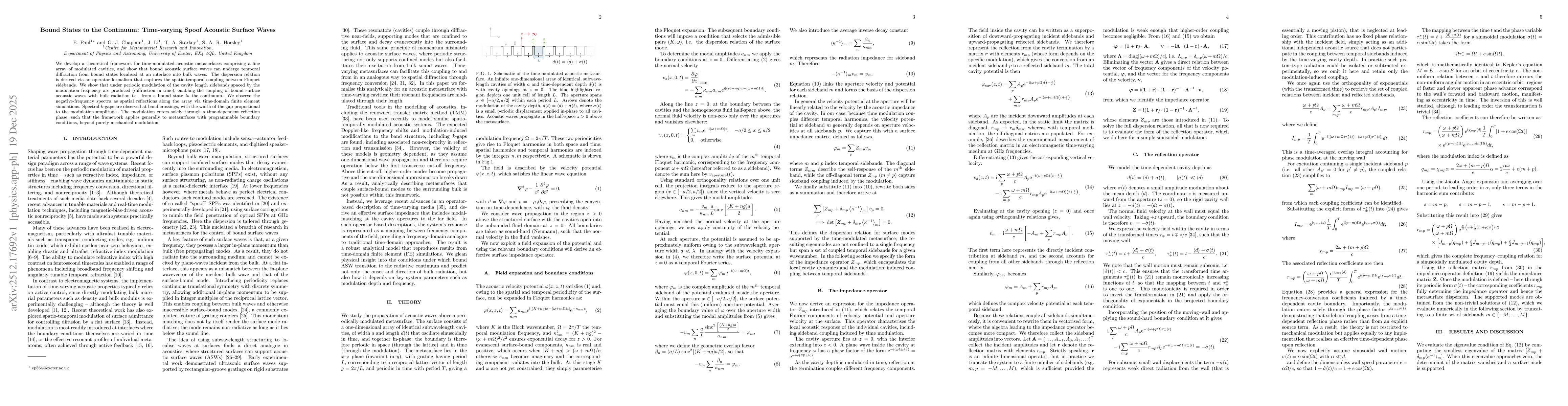 Thumbnail for Bound States to the Continuum: Time-varying Spoof Acoustic Surface Waves