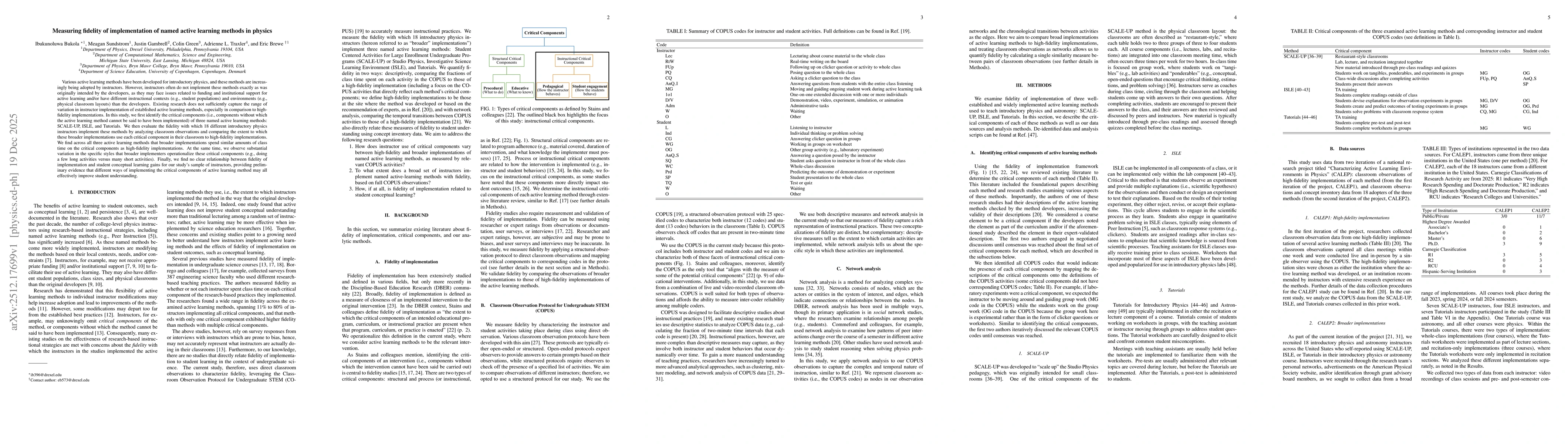 Thumbnail for Measuring fidelity of implementation of named active learning methods in physics