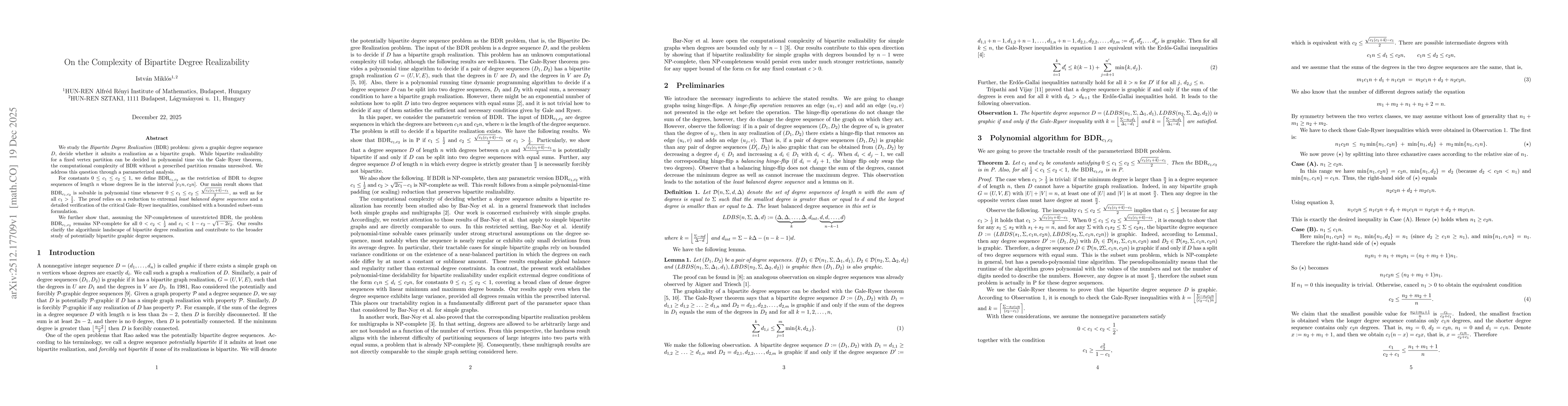 Thumbnail for On the Complexity of Bipartite Degree Realizability