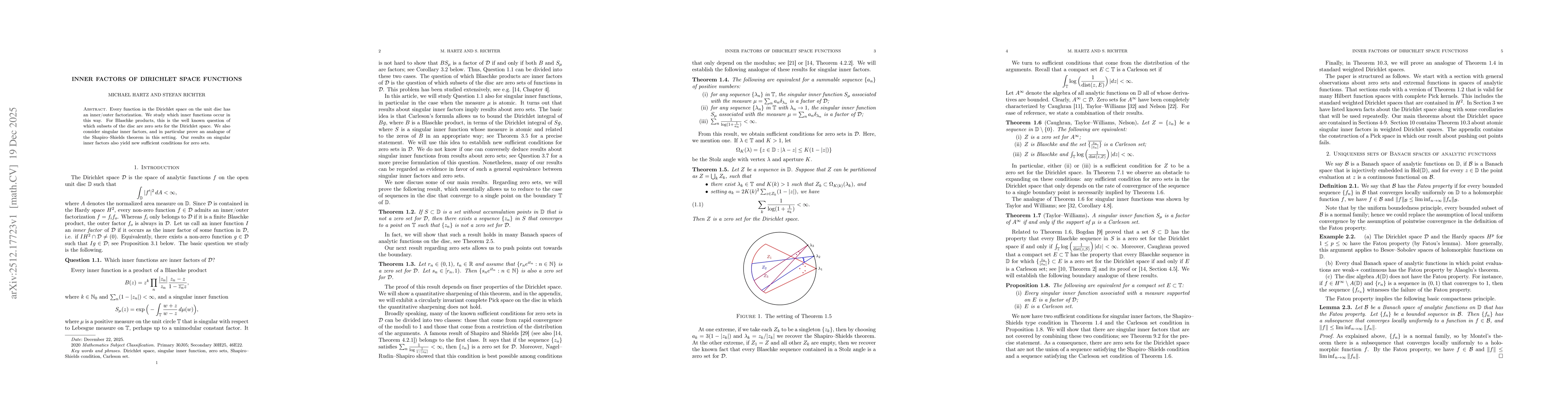 Thumbnail for Inner factors of Dirichlet space functions