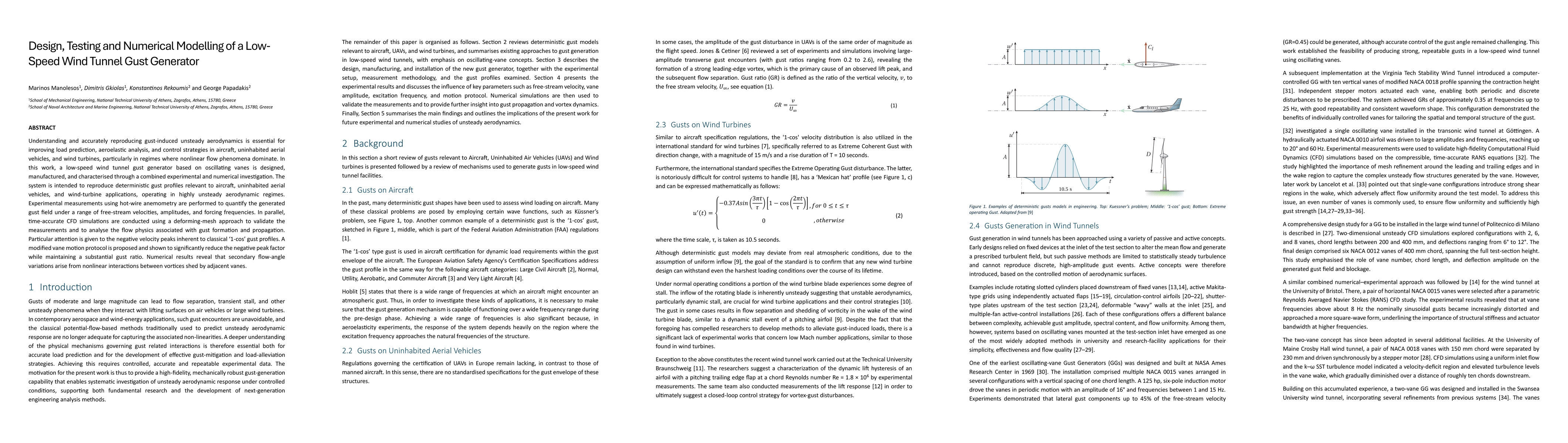 Thumbnail for Design, Testing and Numerical Modelling of a Low-Speed Wind Tunnel Gust Generator