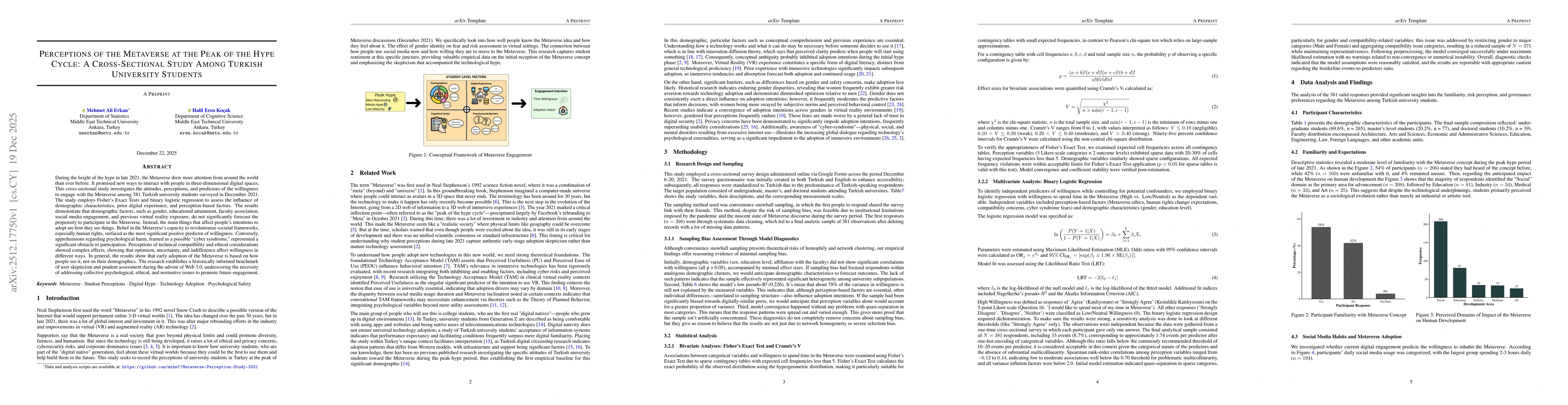 Thumbnail for Perceptions of the Metaverse at the Peak of the Hype Cycle: A Cross-Sectional Study Among Turkish University Students