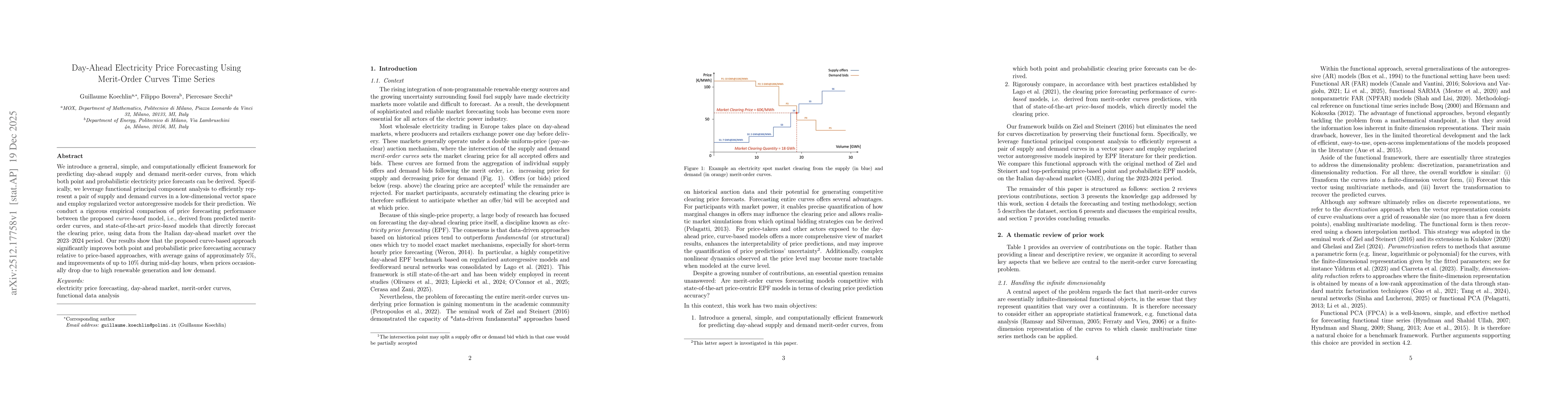 Thumbnail for Day-Ahead Electricity Price Forecasting Using Merit-Order Curves Time Series