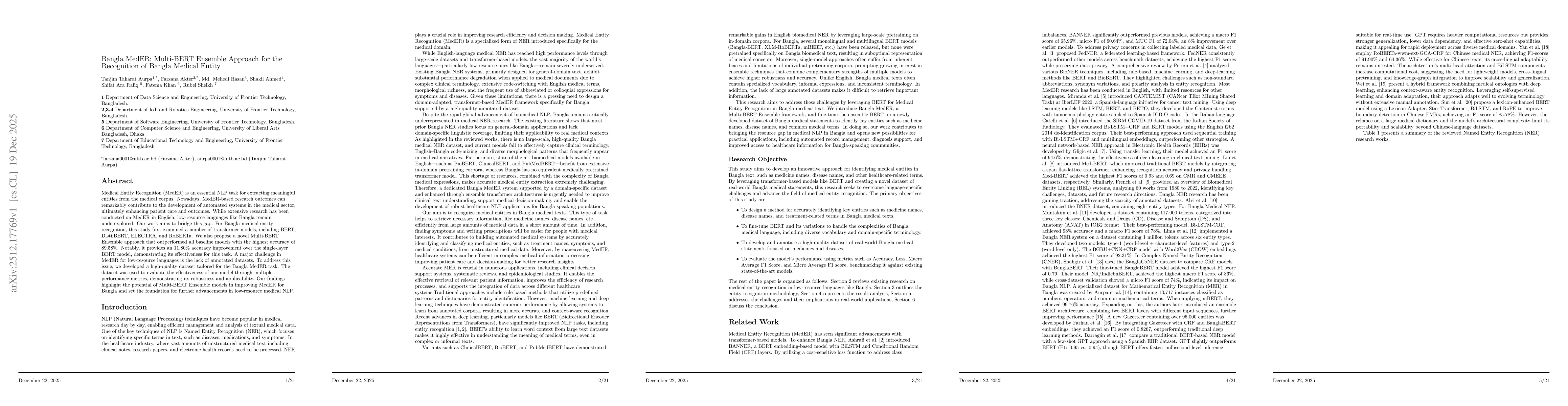 Thumbnail for Bangla MedER: Multi-BERT Ensemble Approach for the Recognition of Bangla Medical Entity