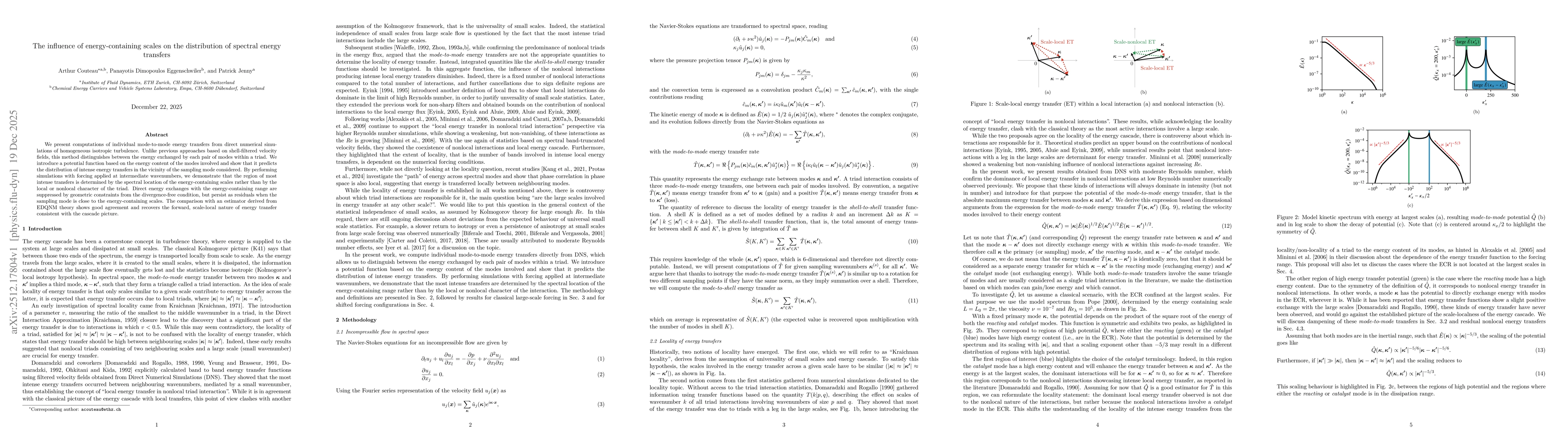 Thumbnail for The influence of energy-containing scales on the distribution of spectral energy transfers
