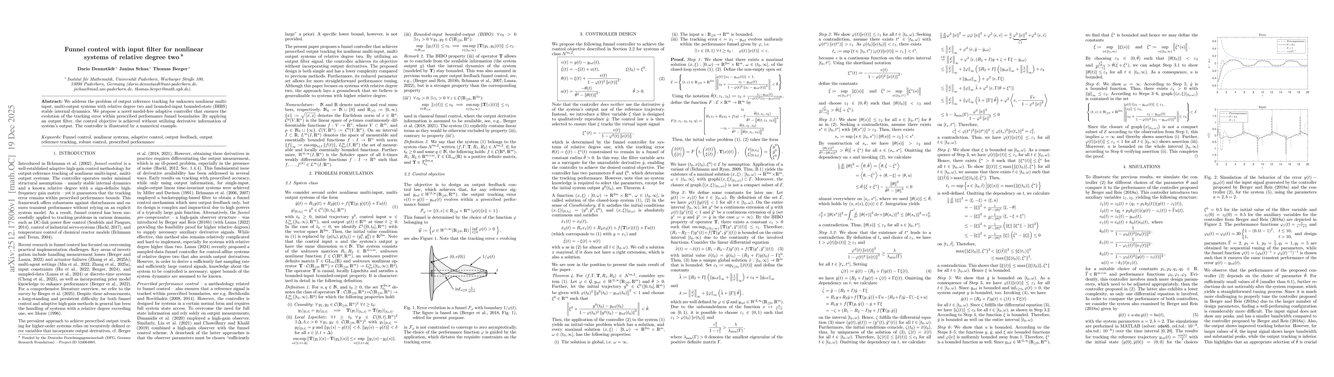 Thumbnail for Funnel control with input filter for nonlinear systems of relative degree two