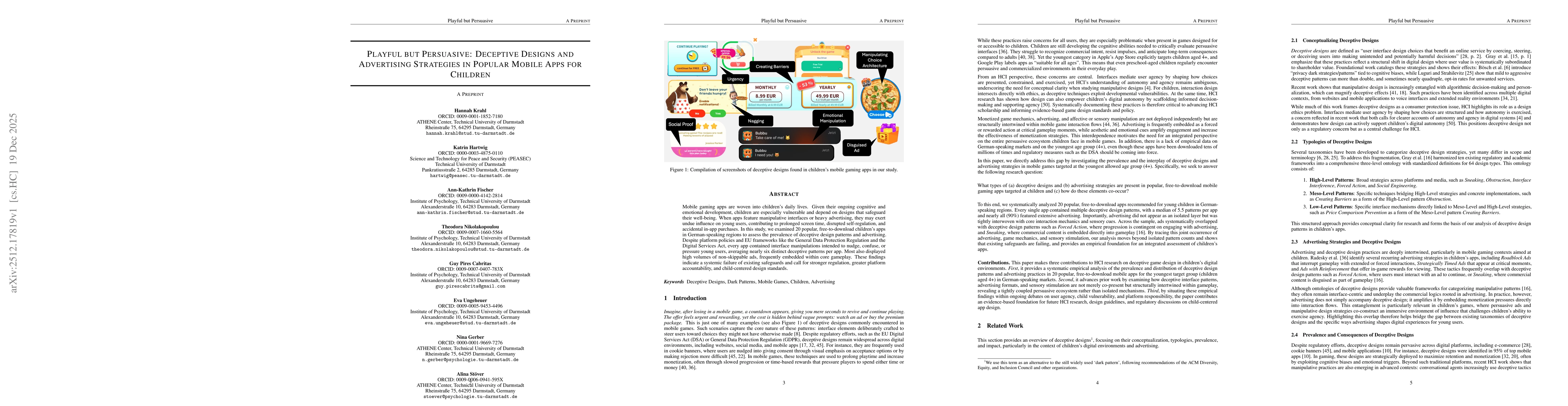 Thumbnail for Playful but Persuasive: Deceptive Designs and Advertising Strategies in Popular Mobile Apps for Children