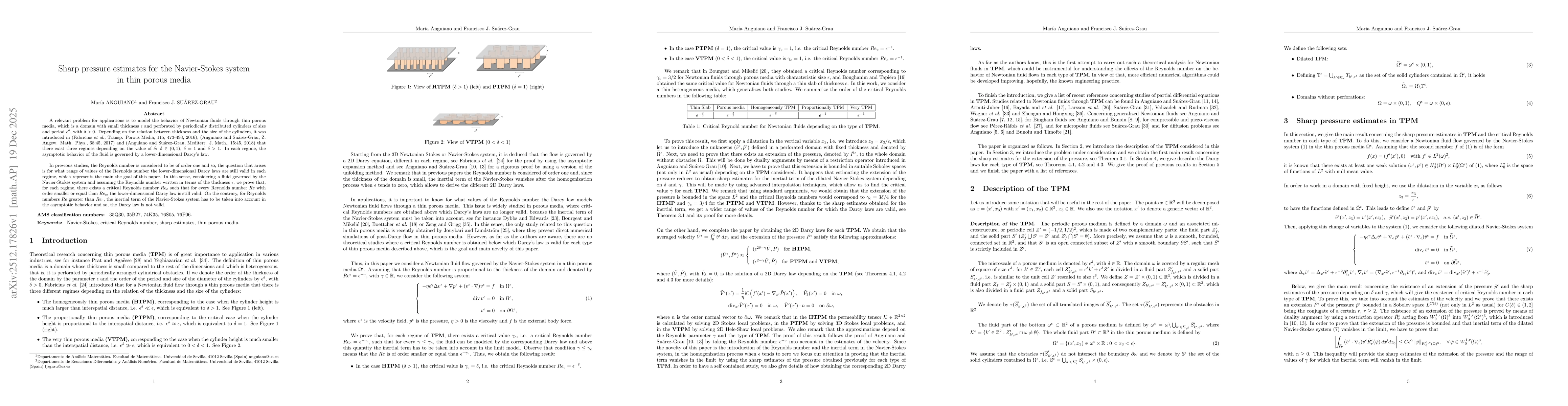 Thumbnail for Sharp pressure estimates for the Navier-Stokes system in thin porous media