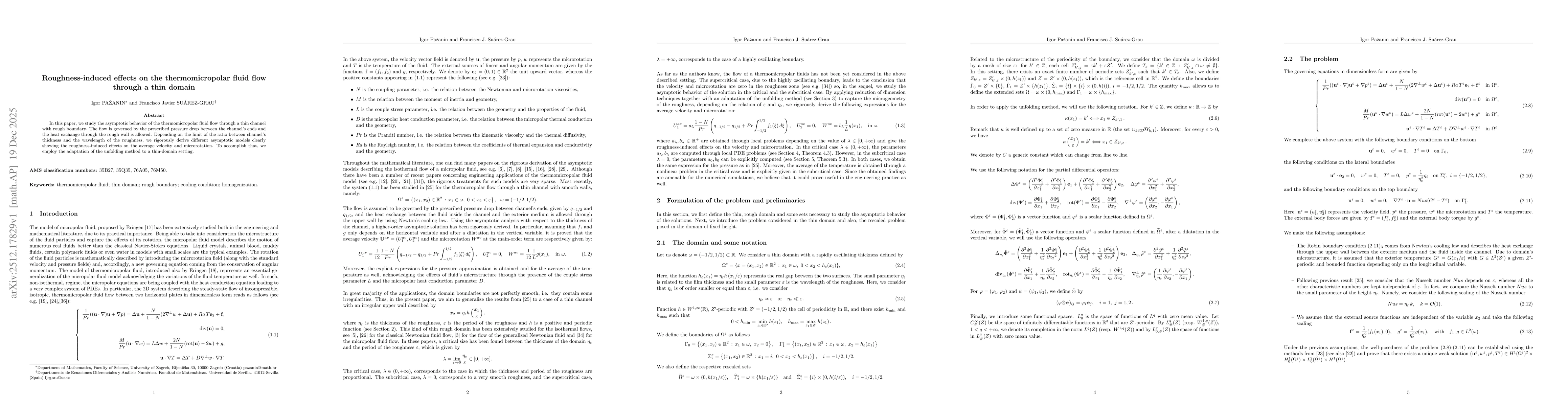 Thumbnail for Roughness-induced effects on the thermomicropolar fluid flow through a thin domain