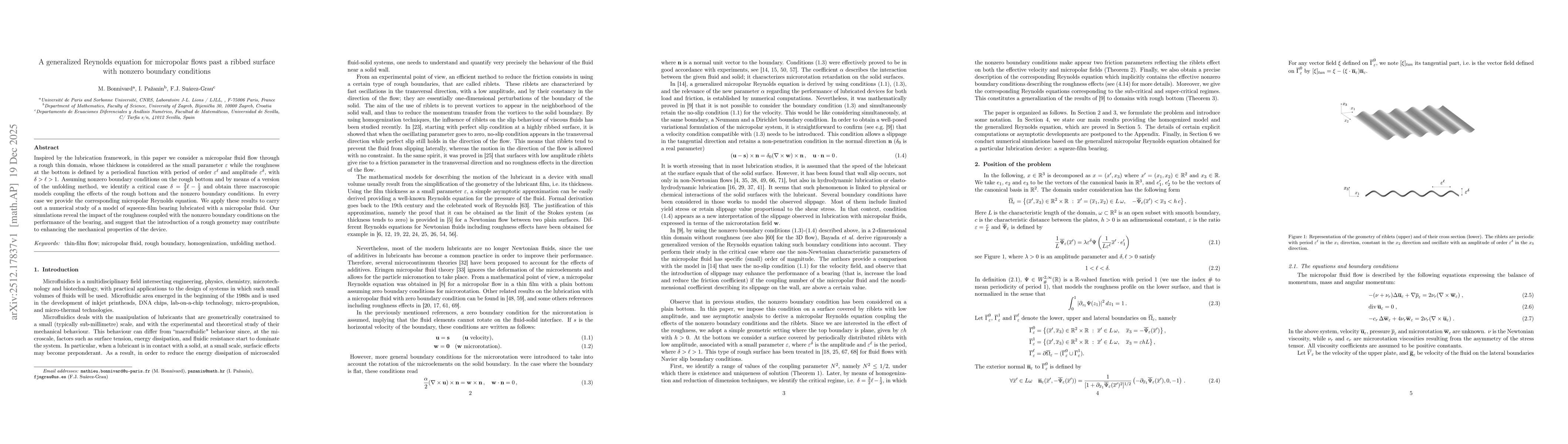 Thumbnail for A generalized Reynolds equation for micropolar flows past a ribbed surface with nonzero boundary conditions