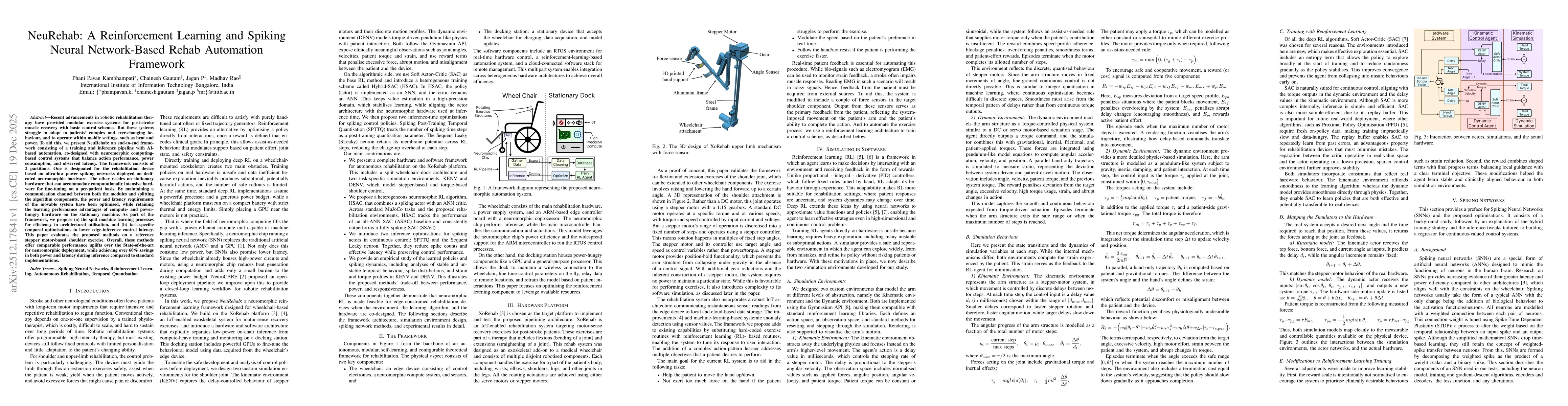 Thumbnail for NeuRehab: A Reinforcement Learning and Spiking Neural Network-Based Rehab Automation Framework