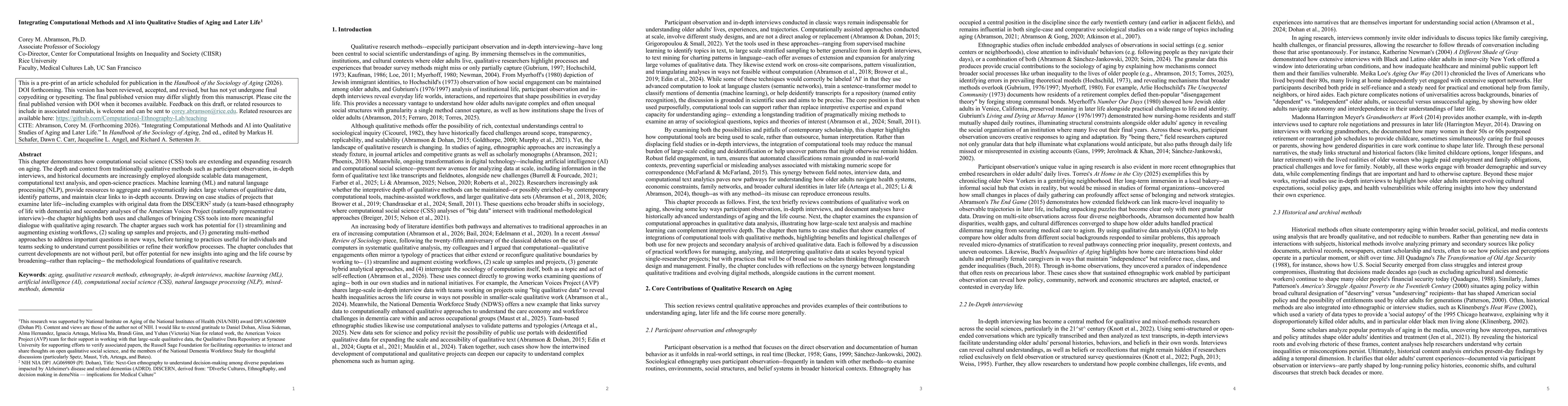 Thumbnail for Integrating Computational Methods and AI into Qualitative Studies of Aging and Later Life