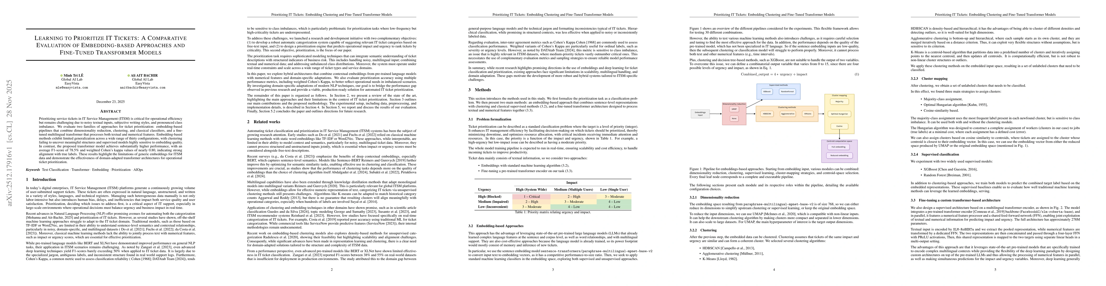 Thumbnail for Learning to Prioritize IT Tickets: A Comparative Evaluation of Embedding-based Approaches and Fine-Tuned Transformer Models