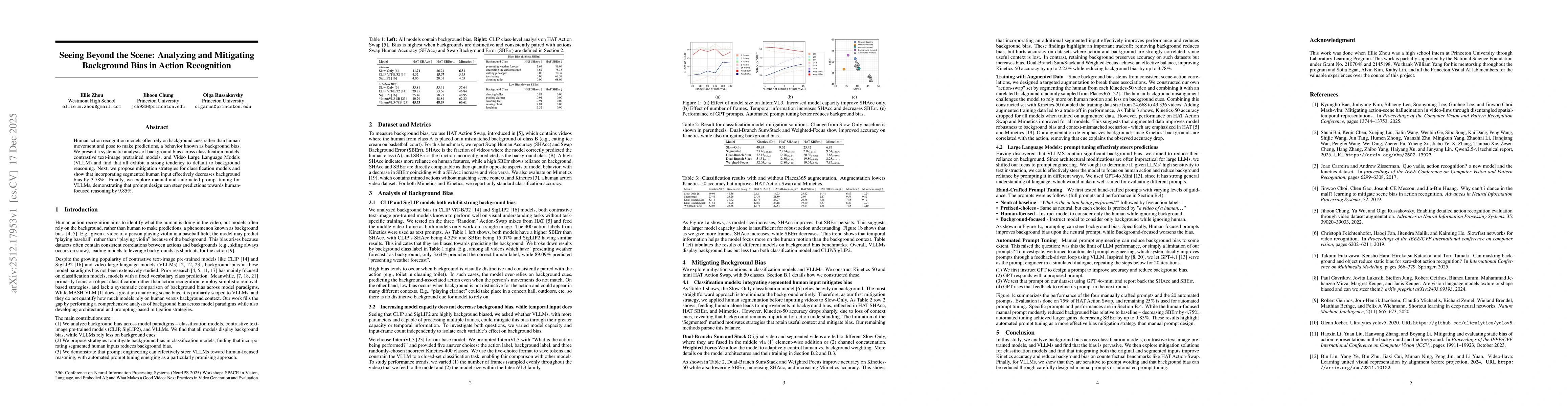 Thumbnail for Seeing Beyond the Scene: Analyzing and Mitigating Background Bias in Action Recognition