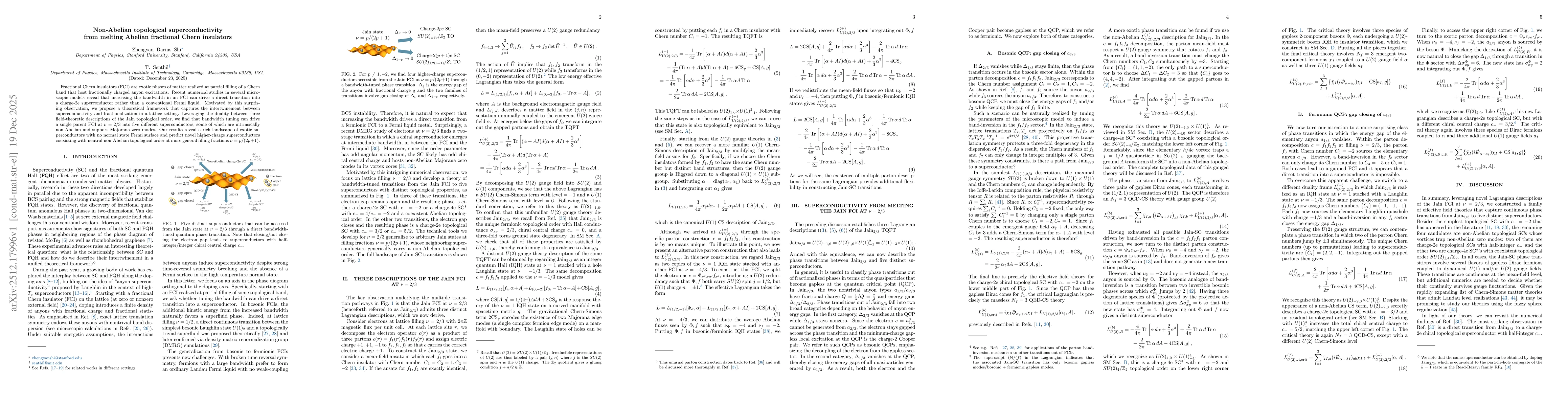 Thumbnail for Non-Abelian topological superconductivity from melting Abelian fractional Chern insulators