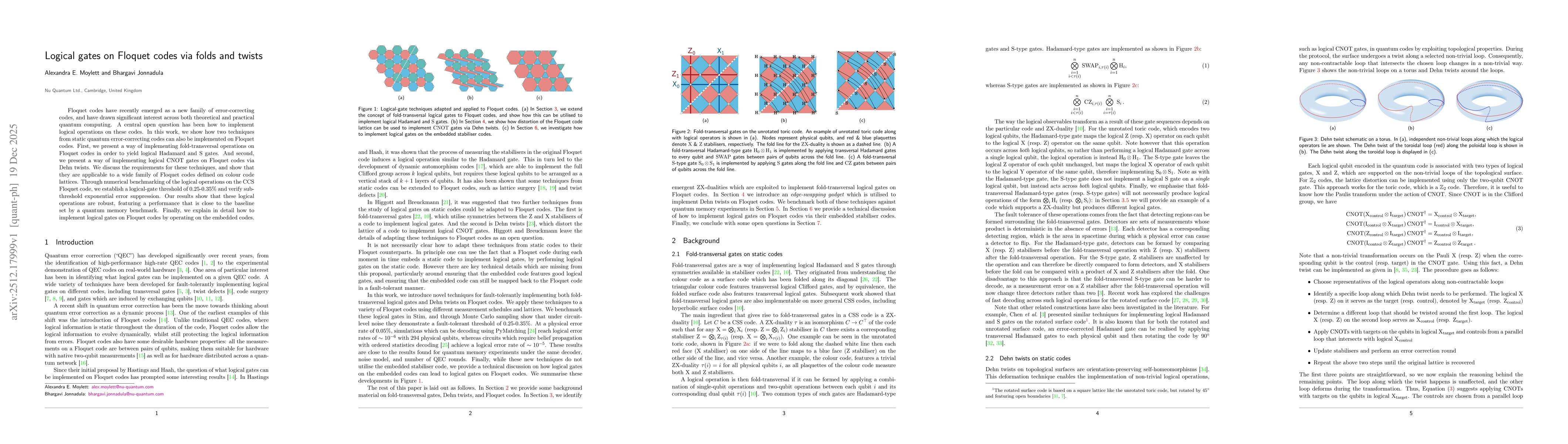 Thumbnail for Logical gates on Floquet codes via folds and twists