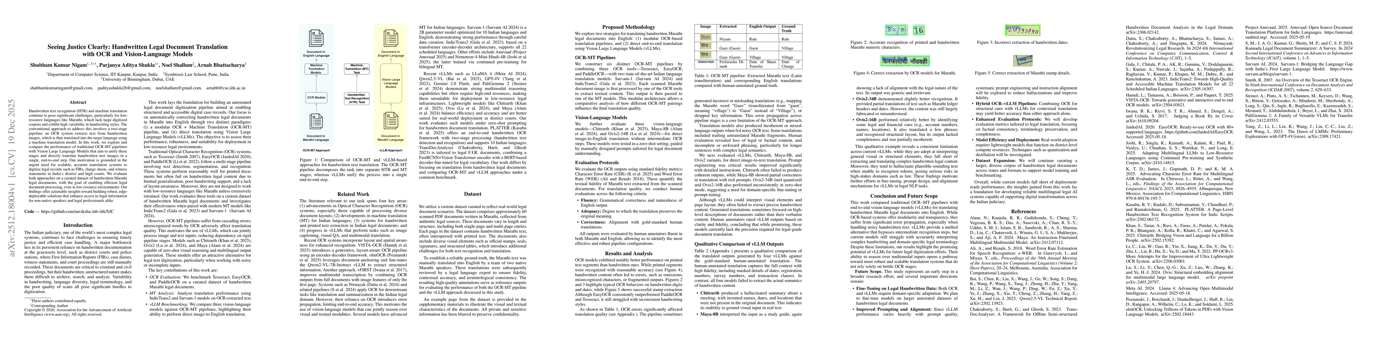Thumbnail for Seeing Justice Clearly: Handwritten Legal Document Translation with OCR and Vision-Language Models