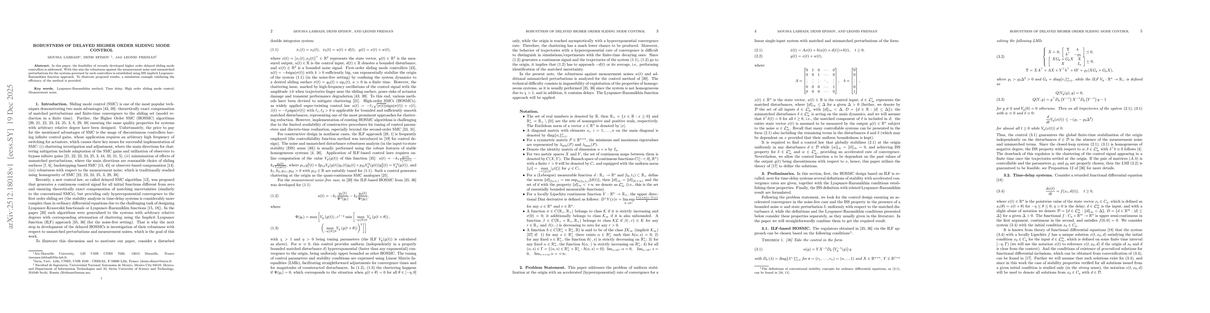 Thumbnail for Robustness of Delayed Higher Order Sliding Mode Control